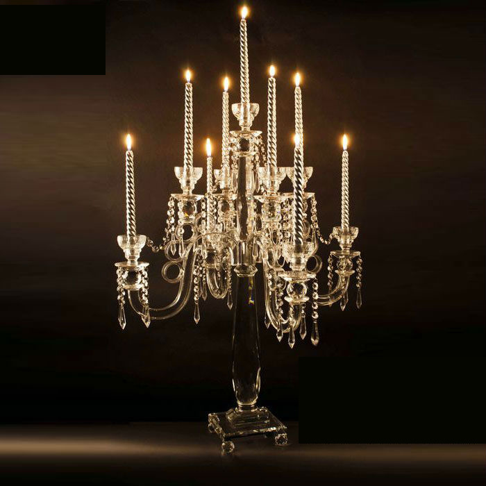 欧式多头桌面摆件K9水晶烛台产品婚礼婚庆道具路引蜡台