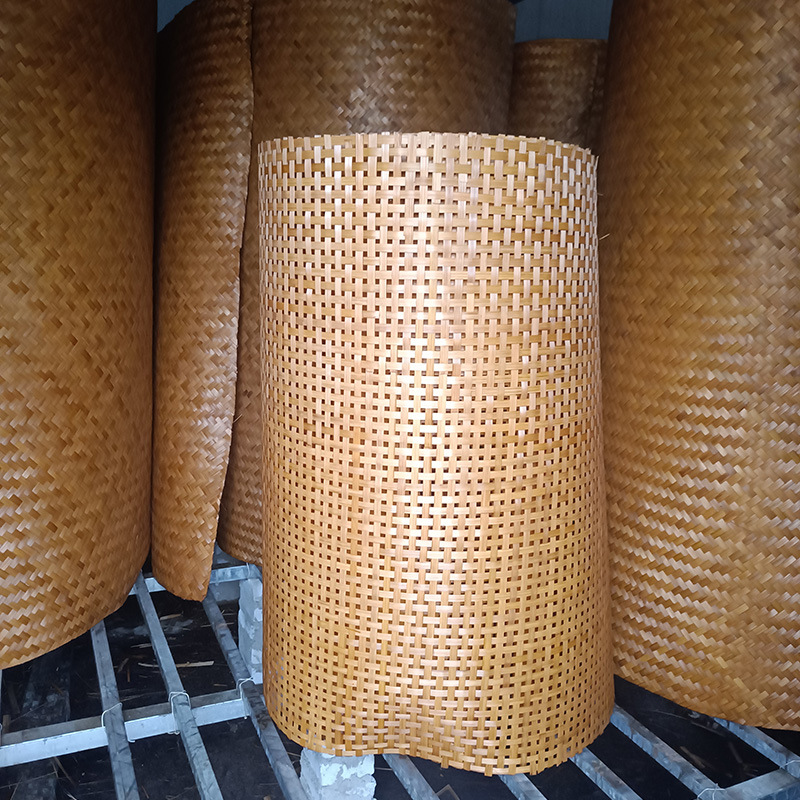 竹席吊顶井字孔婚礼布置酒店民宿仿碳化纯手工编织装饰装修竹编