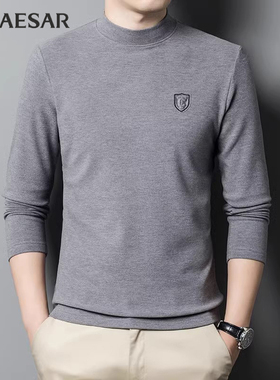 凯撒大帝2025秋季高端男士双面德绒卫衣保暖半高领内搭打底衫J