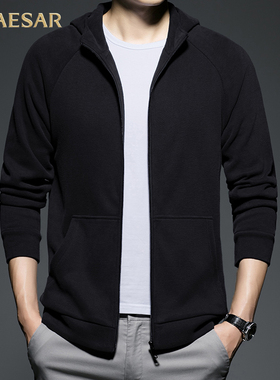 凯撒大帝2025秋季男士纯色时尚百搭休闲连帽宽松中青年男士卫衣J