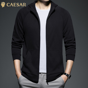 凯撒大帝2025秋季男士纯色时尚百搭休闲连帽宽松中青年男士卫衣J