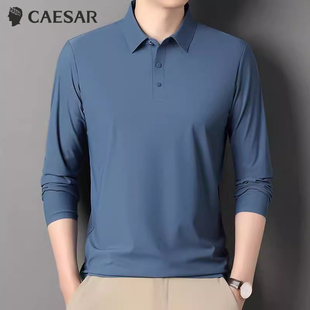 凯撒大帝2025秋季长袖T恤新款中年男士打底衫爸爸装翻领POLO衫J