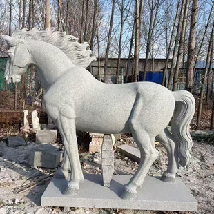 石雕马雕塑马到成功骏马大理石走马生肖石马广场公园小区摆件