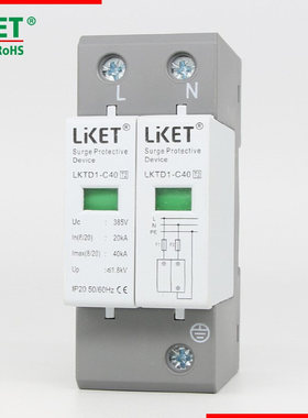 交流浪涌保护器AC385V2P3P4P 20/40KA T2 6080100防雷器 电涌保护