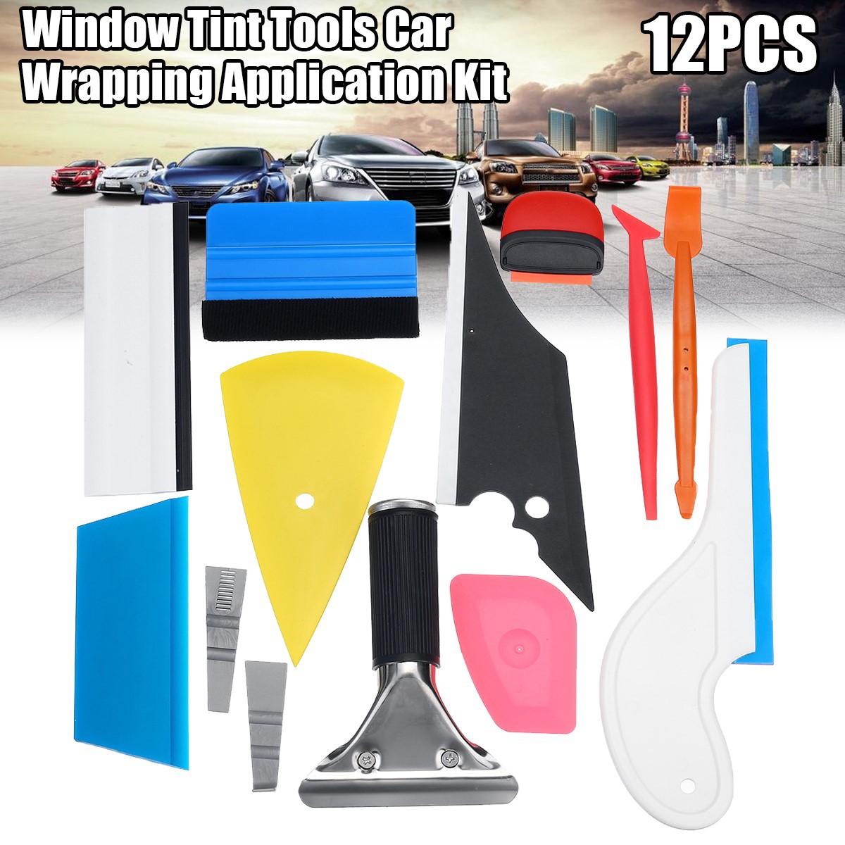 STR汽车改色贴膜工具套装 隐形车衣贴膜12件套装贴膜工具刮板