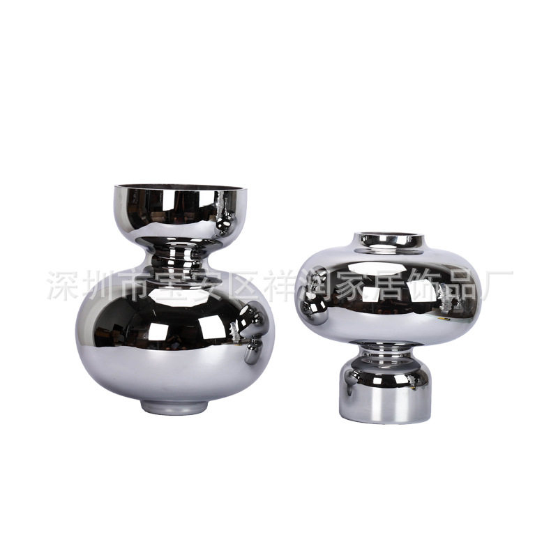 北欧轻奢餐桌玻璃花瓶摆件简约装饰品水培花器家居银色彩色摆设,模玩/动漫/周边/娃圈三坑/桌游,文化/体育周边,淘宝优惠券,粉丝福利购,淘宝优惠卷