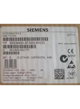 6SE6400-2FA00-6AD0 变频器 EMC滤波器6SE64002FA006AD0