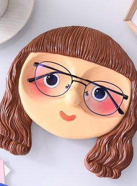 可爱男女孩眼镜架摆件首饰托盘收纳盒桌面装饰品创意卡通生日礼物