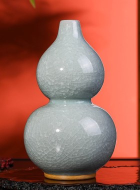 新中式招财陶瓷葫芦花瓶摆件客厅玄关博古架酒柜办公室装饰工艺品