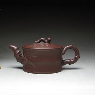 宜兴高端竹节紫砂壶全手工名家原矿紫泥双线竹段大容量泡茶壶茶具