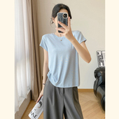 拍2件不后悔 上衣 纯色百搭宽松显瘦短袖 糯叽叽 羊毛天丝T恤修身