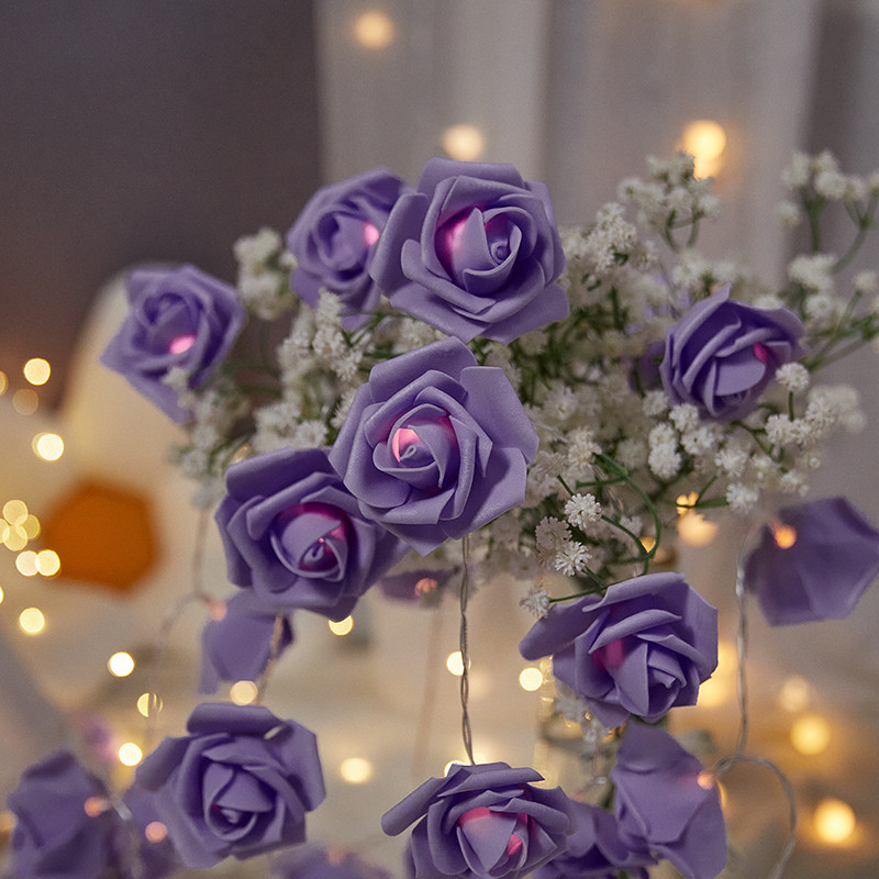 LED玫瑰花小彩灯串串灯室内求婚氛围灯生日场景T布置少女房间装饰