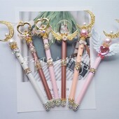 纯手工定制美少女战士主题签字笔星月棒仙女N魔法杖手作金属杆钢