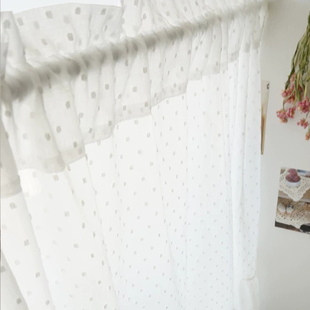 雪纺窗帘纱穿杆半帘清新田园公主风纱帘欧式 点点短帘.门帘橱窗帘