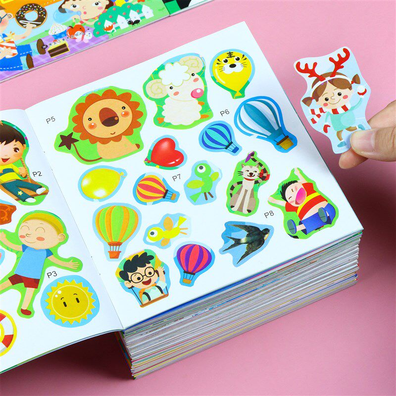 3Q益智贴纸书儿童m贴贴画0-3-6岁幼儿园宝宝潜能开发粘贴纸玩具