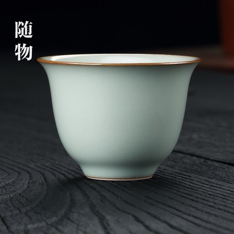 天青汝窑品茗杯家用小号茶t杯陶瓷功夫茶碗喝茶杯子主人杯单杯茶