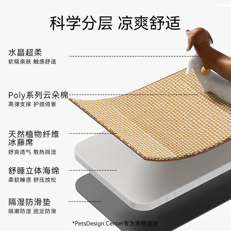 狗窝四季通用可拆洗夏天靠枕凉席垫子睡J觉用中小型犬宠物小狗用