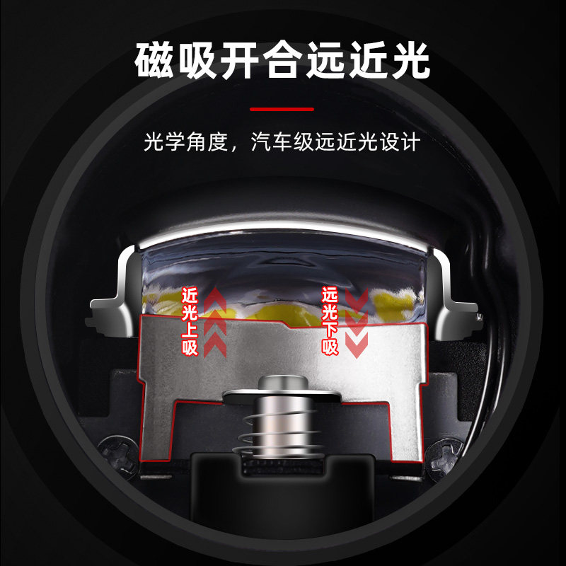 摩托车led大灯超亮强光灯外置改C装透镜铺路灯远近光切线一体射灯