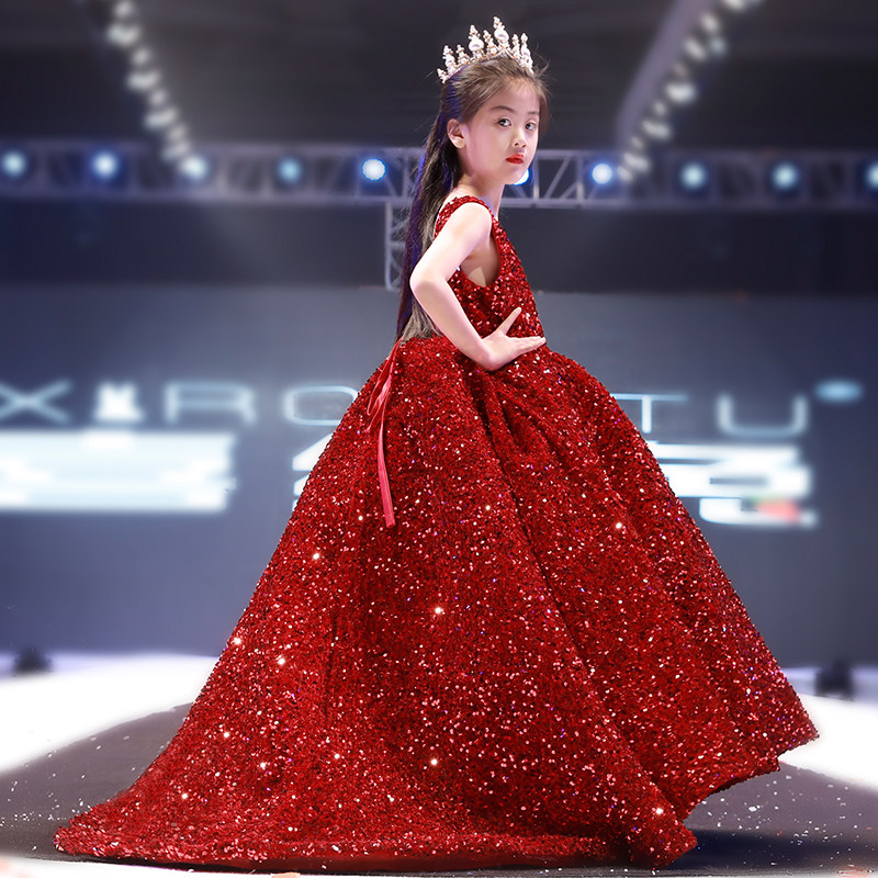 女童礼服欧美蓬蓬i裙2021新款气质儿童模特走秀舞台小女孩演出高