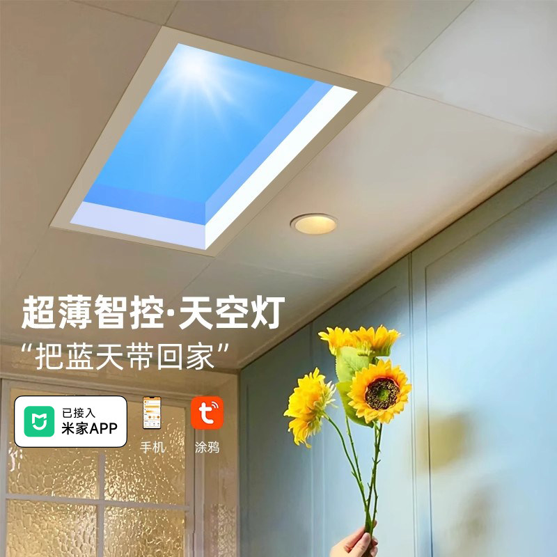 超薄天空灯智能集成吊顶led灯厨房F自然光天窗蓝天灯仿太阳晴空灯