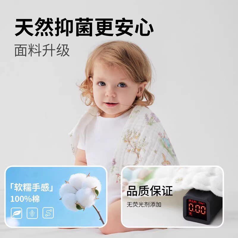 婴儿方巾洗澡巾拍嗝巾口水巾纯棉宝宝洗澡K纱布长巾儿童吐奶围兜