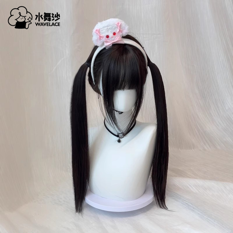 水舞沙假发女长直发双马尾Lolita长鬓角齐浏海甜妹日系jk全头套