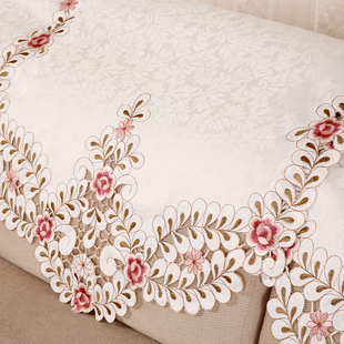 沙发靠背巾绣花布艺沙发巾盖布后背巾扶手垫防尘靠垫刺绣田园组合