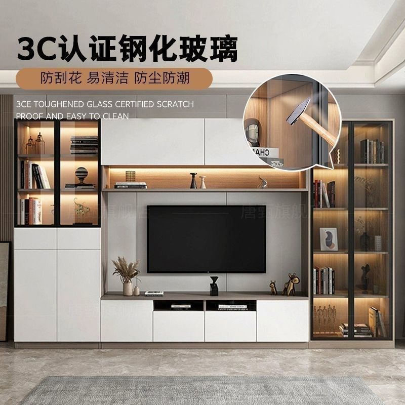 电视柜背景墙柜一体客厅家用定制简约现代满墙收纳储物柜组合柜子