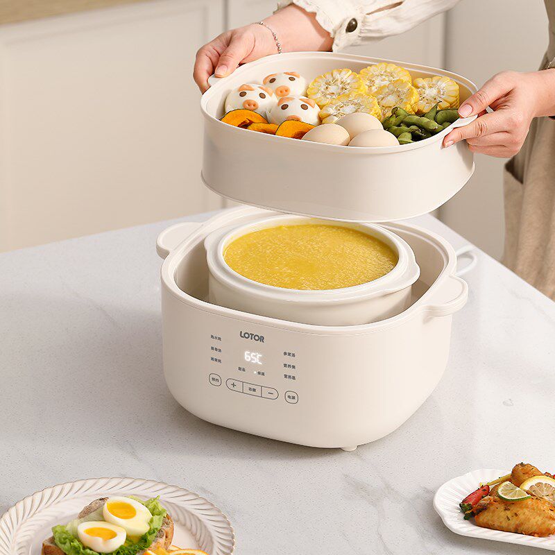 小浣熊电炖盅隔水炖家用全自动陶瓷小型煲汤炖汤电炖锅蒸锅2一3人