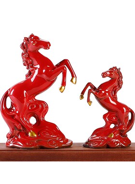立马发财马摆件陶瓷生肖马工艺品办公室招财装饰摆设乔迁开业礼品