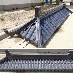 精选树脂一体瓦门楼仿古门头ASA树脂瓦房屋檐瓦一体瓦屋顶装饰小