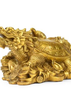纯铜龙龟摆件母子龙龟家用客厅装饰龙头龟铜工艺品乔迁开业礼品