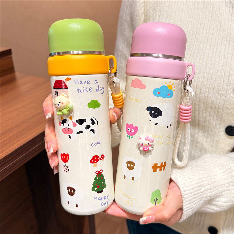 保温杯女生茶水分离杯子小巧便携中小学生儿童上学专用有盖喝水杯