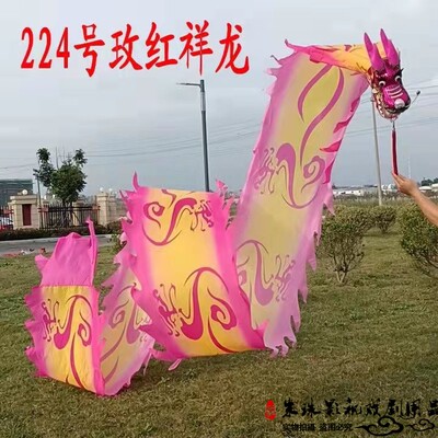 广场健身甩龙彩绸一体舞龙彩带甩彩龙彩条游龙初学成人中老年龙龙