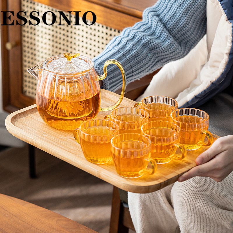 ESSONIO日式茶具套装泡茶壶水果花茶壶玻璃茶壶下午茶茶具套装