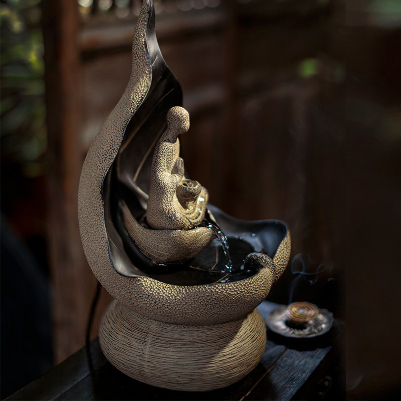 新中式流水摆件禅意空间家居招财装饰办公室茶室佛堂桌面喷泉景观,家居饰品,装饰摆件,淘宝优惠券,粉丝福利购,淘宝优惠卷