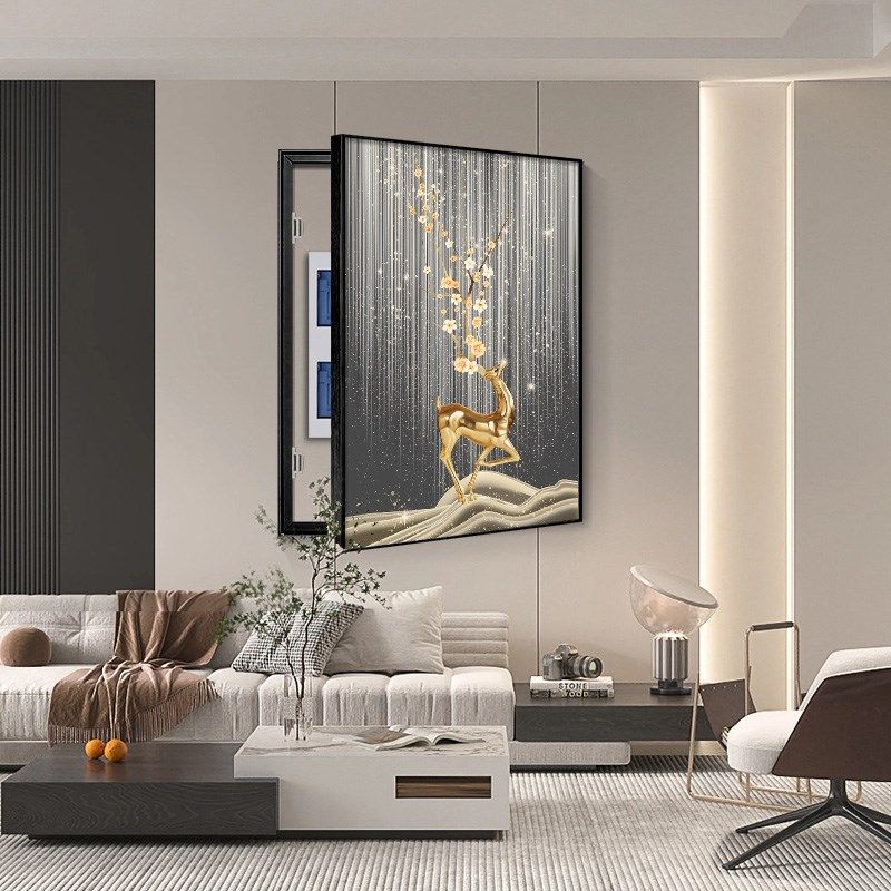 九鱼图电表箱装饰画竖款餐厅遮挡配电箱挂画石来运转电闸开关壁画,家居饰品,现代装饰画,淘宝优惠券,粉丝福利购,淘宝优惠卷