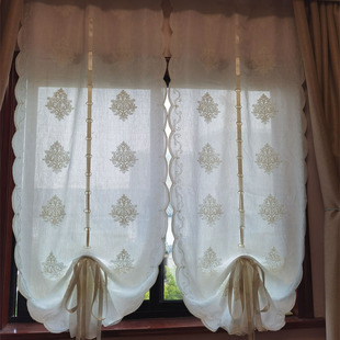 免打孔罗马帘透光不透人纱窗帘厨房隔断门帘阳台装饰帘卧室提拉帘