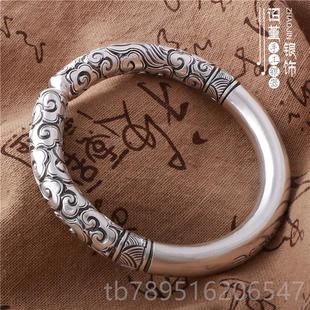 高档海齐天大紧箍咒情侣圣定神针银纯银如意金箍棒手镯999足手工