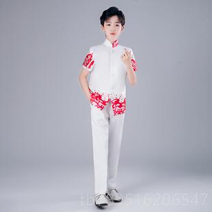 中儿童男童民袍国民山装女童旗合唱演出服中小学生乐表演朗诵