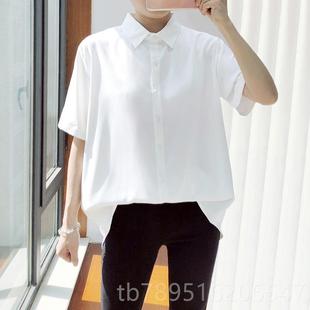 高档大码雪纺袖衬夏衫女胖mm200斤加加大肥宽松职业衬短衣工作服