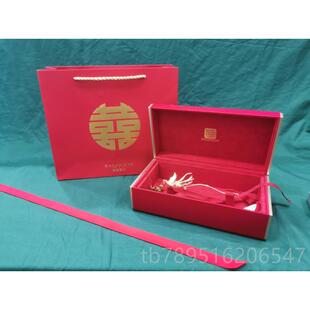 高档烤钗漆大红色油漆木盒凤钗盒婚发盒婚庆结婚嫁首盒如意饰包装