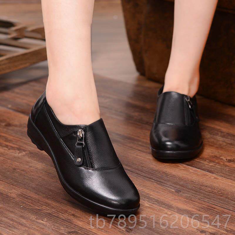 高档老皮鞋女早秋妈妈鞋子秋冬真皮中老款年大3码人女鞋41-4软底