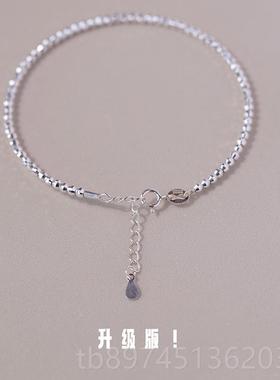 正品5JUNJUN自制超工级有爆闪925银手镯进口艺每一颗银珠都4个切