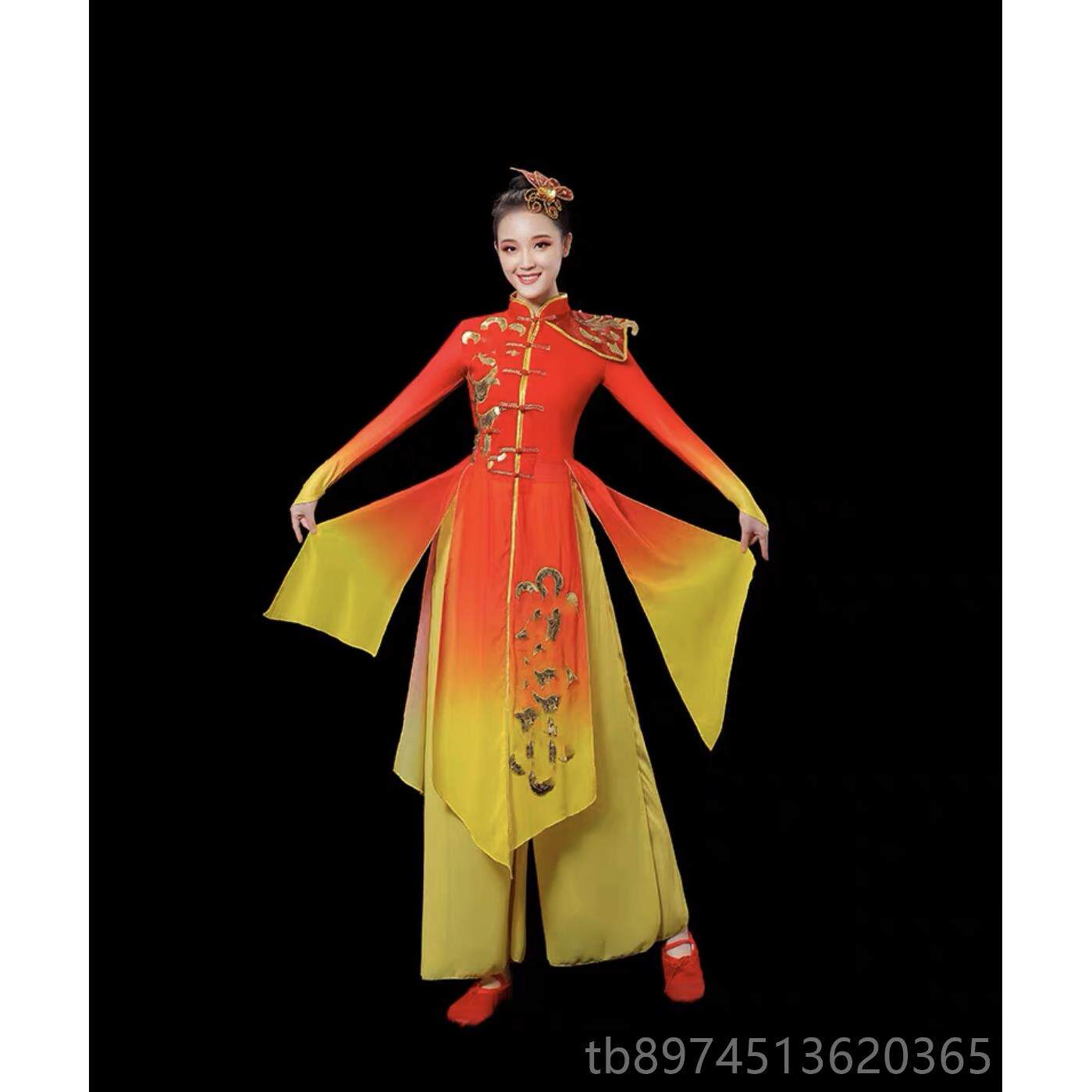 正品新旗款现代蹈演出服女舞男时尚群舞开场舞打鼓表演服装舞套装