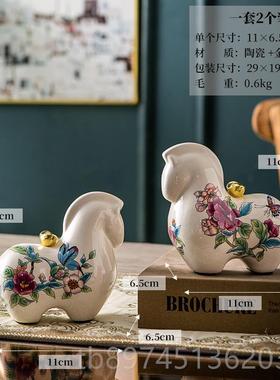 正品花马上有钱青陶瓷面客厅摆件新中式意电视柜办公桌装饰乔创迁