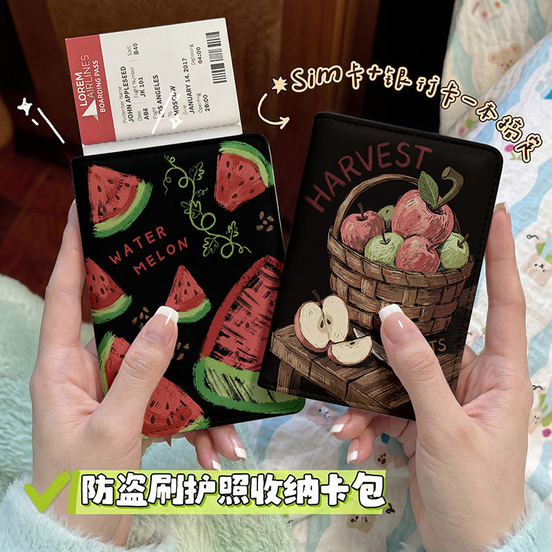 创意油画风护照本保护套出国旅行