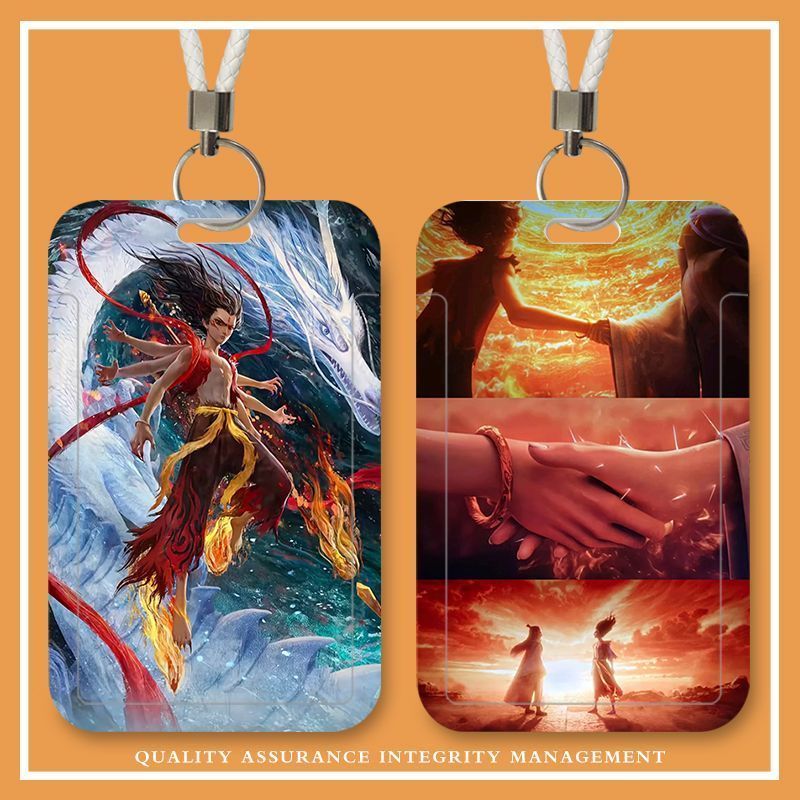 哪吒闹海学生滑盖卡套饭卡公交身份证件保护套校园卡校园门禁卡水卡带挂绳钥匙扣保护套厂牌套校牌定制
