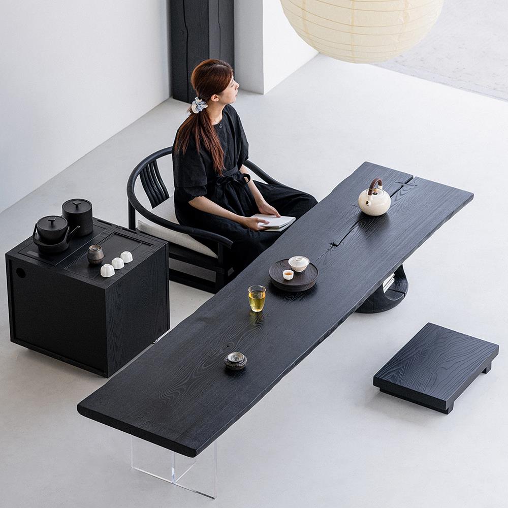 叁几 侘寂风实木茶桌家用小茶台白蜡木榻榻米桌子矮桌阳台泡茶桌