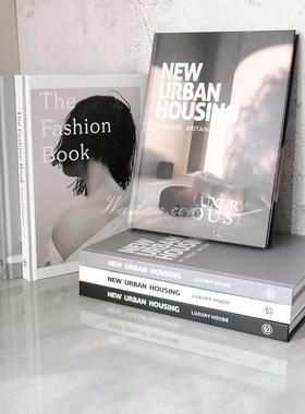 30CM大本黑白灰简约现代装饰真书 样板房装饰书摆件 可翻页道具书